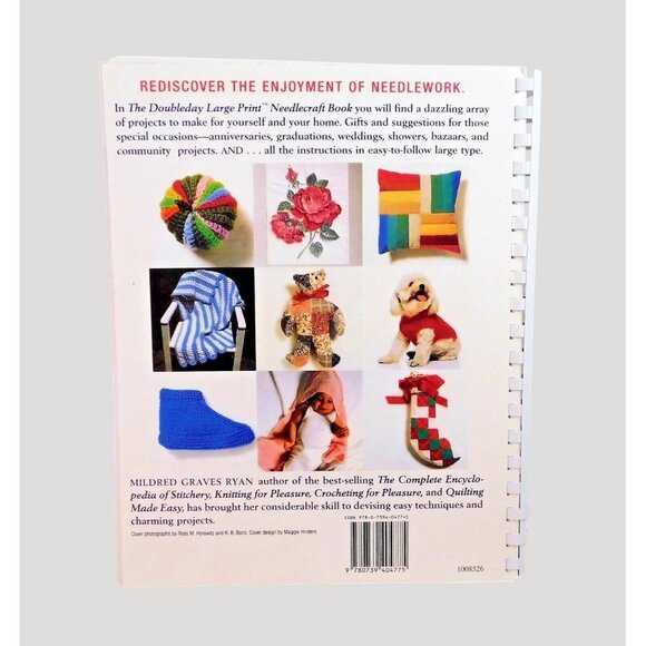 The Doubleday Large Print Needlecraft Book By Mildred Graves Ryan 1999 Spiral PB - Picture 2 of 2